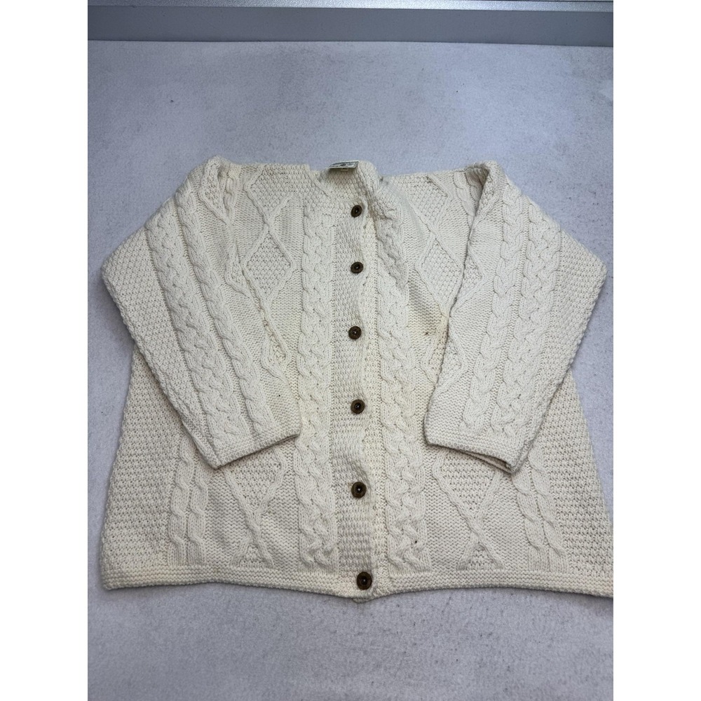 Connemara Knitwear Sweater Cardigan Womens XL Merino Wool Cable Knit Ireland
